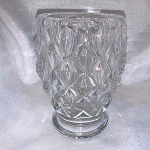 Glass Vase Simulated Cut Glass Facets Rainbows Heavy Preowned